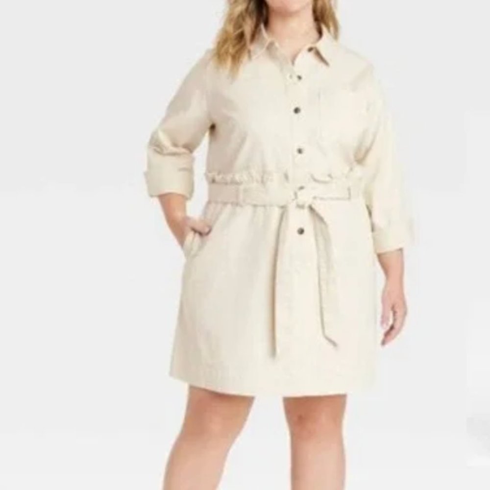 Who What Wear Long Sleeve Button-Down Denim Dress White